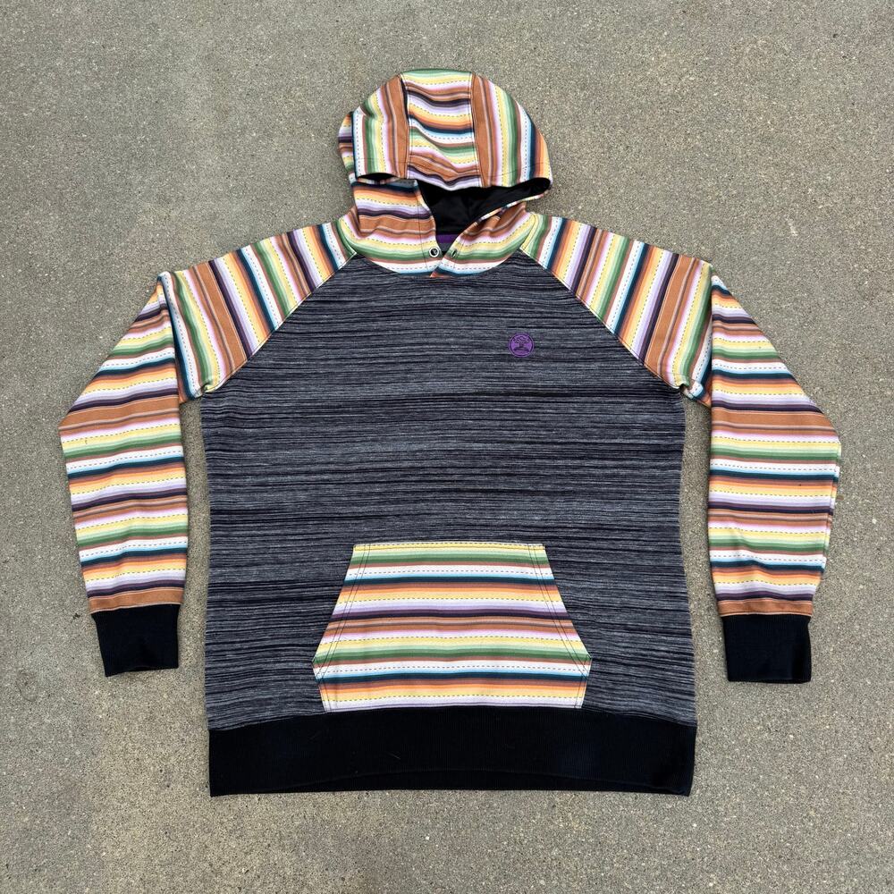 Hooey Catalina Black Space Dye Hoodie With Multi Color Serape Stripe Accent XL